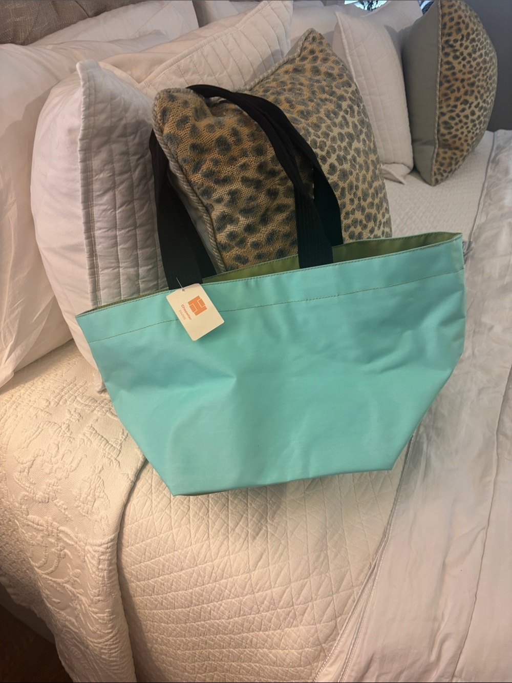 Herve chapter new with tags,  medium tote. Aqua. 1028n. Made in France